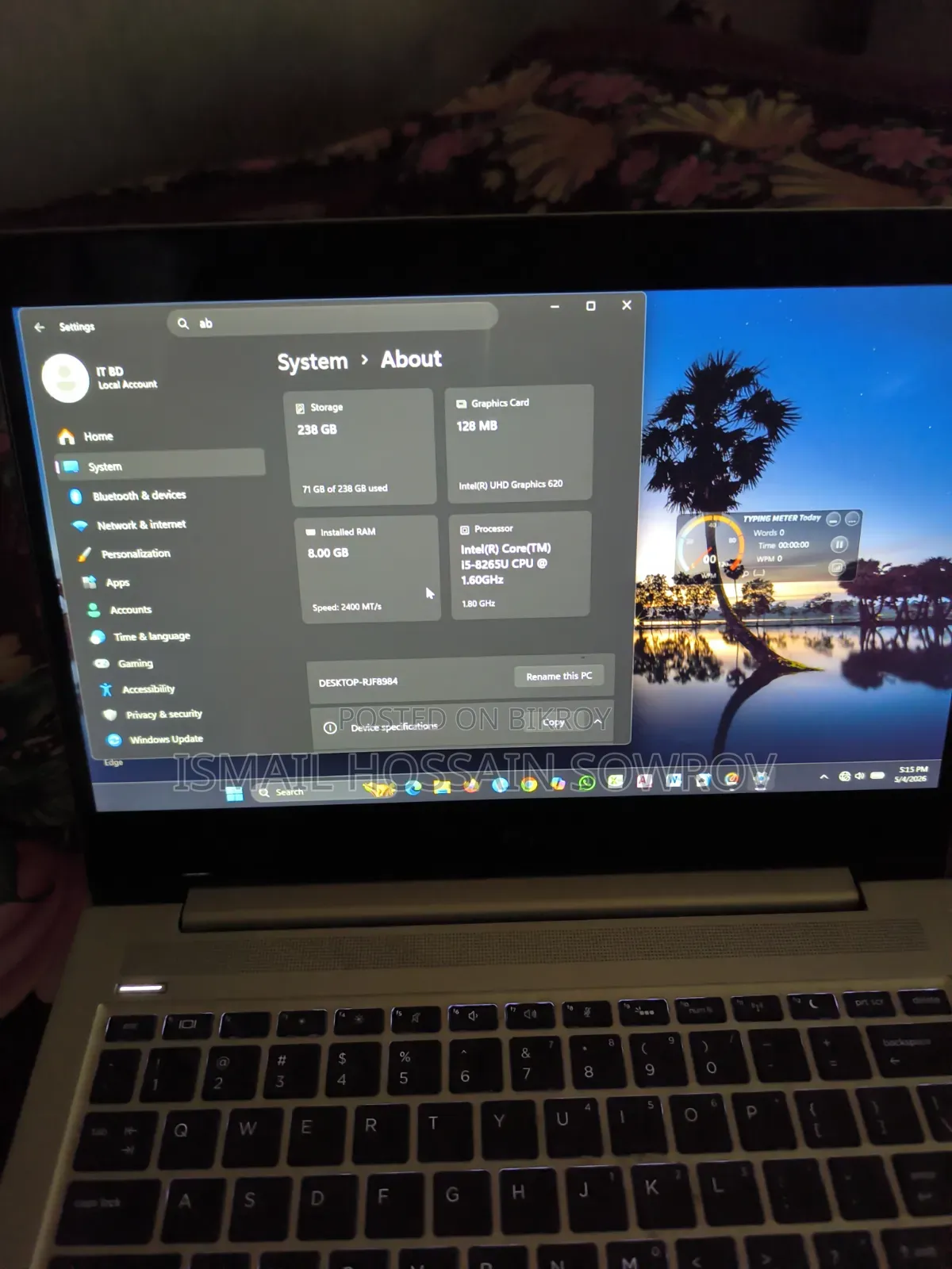 Laptop HP 430 G6 8GB Intel Core I5 SSHD (Hybrid) 256GB