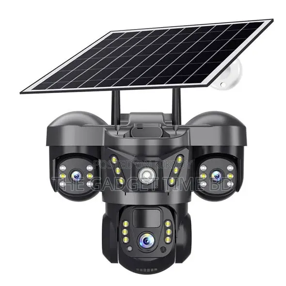 V380pro Triple Lens Solar 4g Lte Security Camera – Pir Motion Alarm