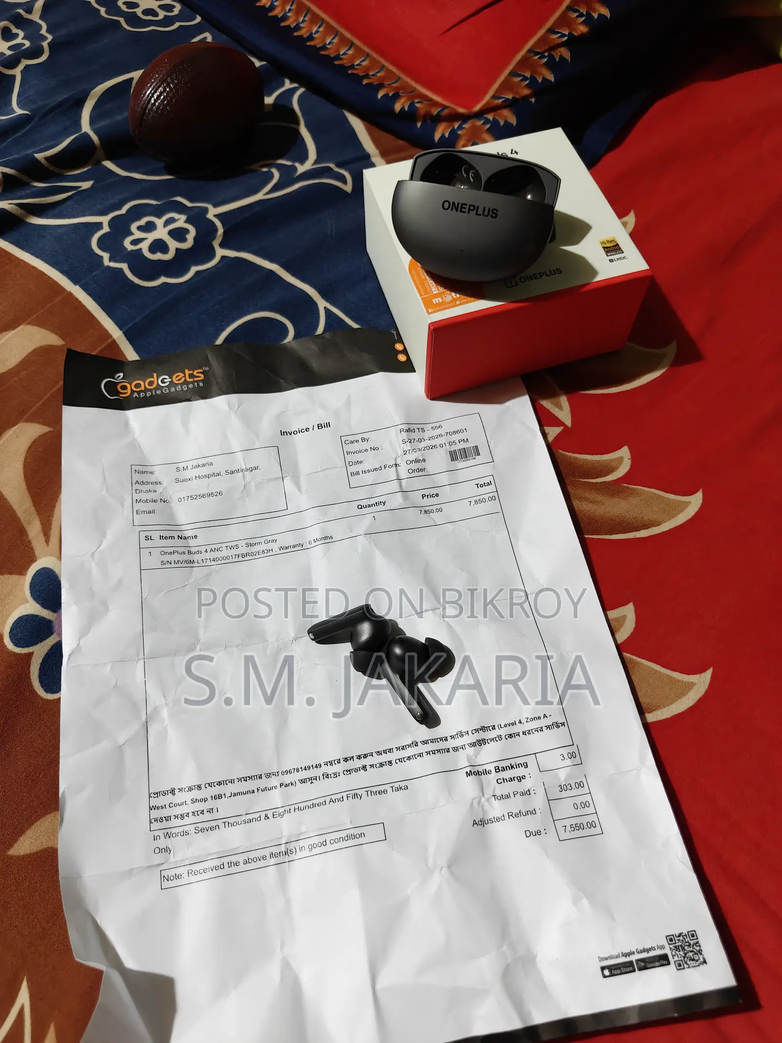 Oneplus Buds 4 Anc TWS - Storm Gray (Used, With Box Bill)