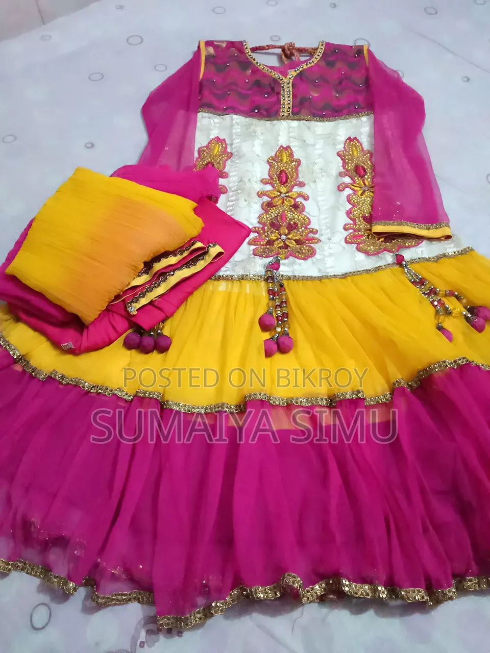 Party Dress Frock for Girls with Dupatta and Pajama