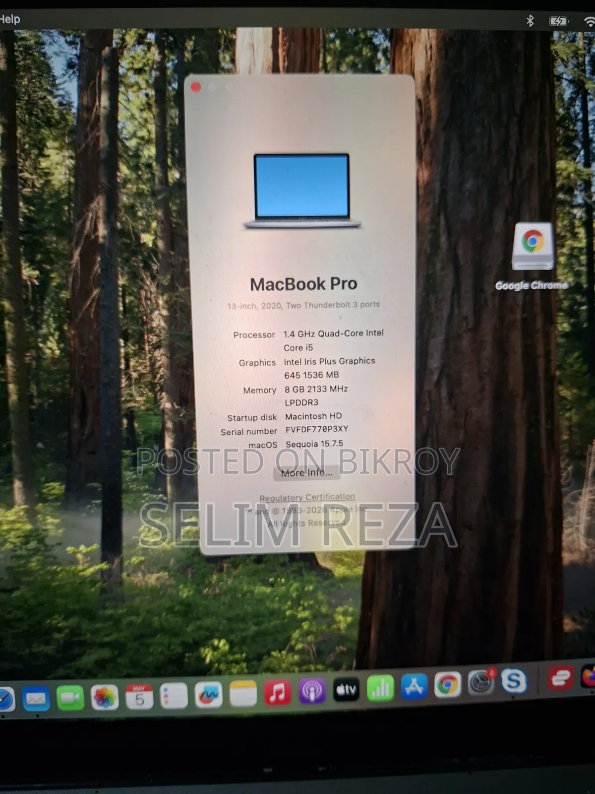 Laptop Apple MacBook Pro 2020 8GB Intel Core I5 SSD 256GB