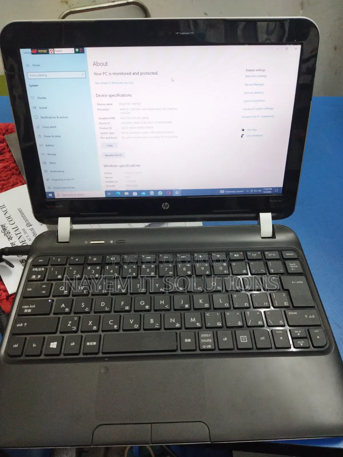 Laptop HP Pavilion DM1 4GB AMD HDD 500GB