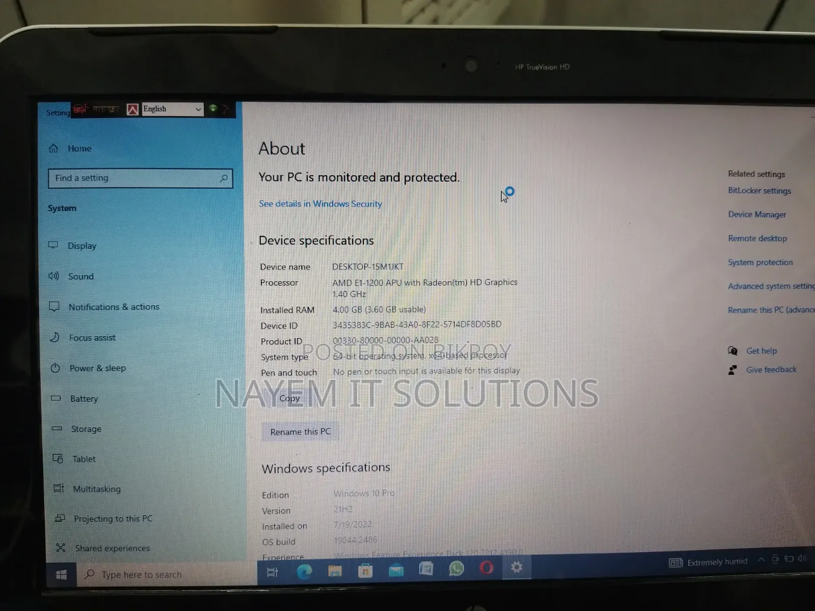 Laptop HP Pavilion DM1 4GB AMD HDD 500GB
