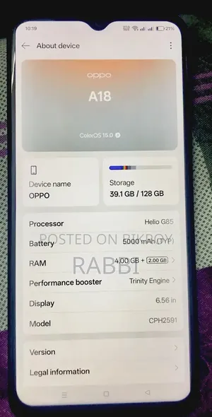 Oppo A18 128 GB Orange