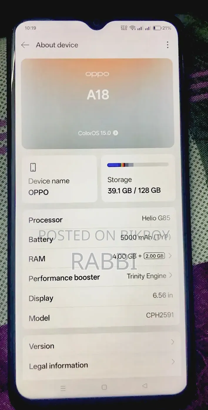 Oppo A18 128 GB Orange