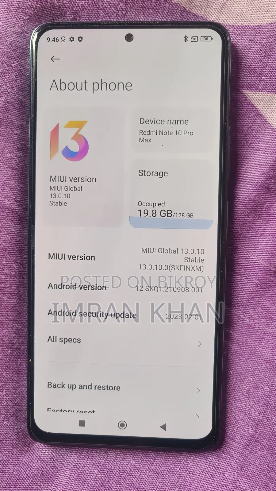Xiaomi Redmi Note 10 Pro Max 128 GB Purple