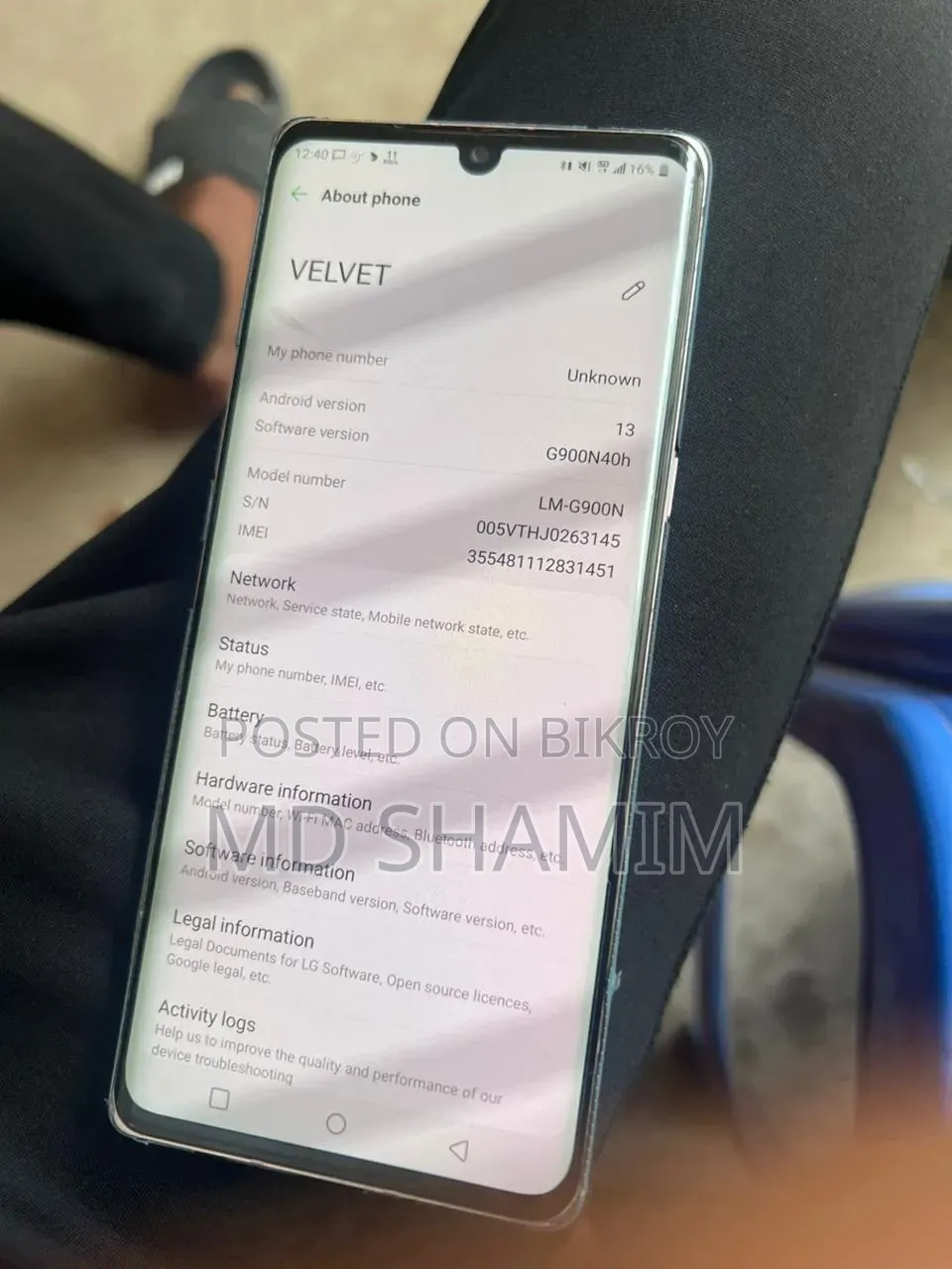 LG Velvet 5G 128 GB Rose Gold