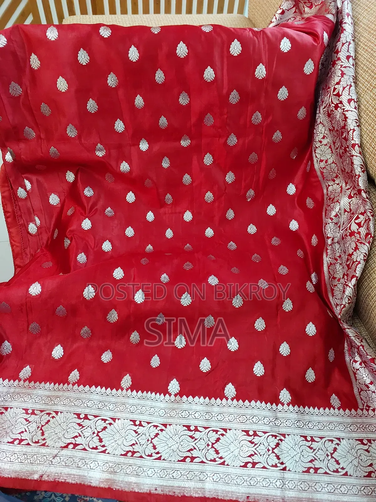 Maroon Katan Saree (with box) – Like New