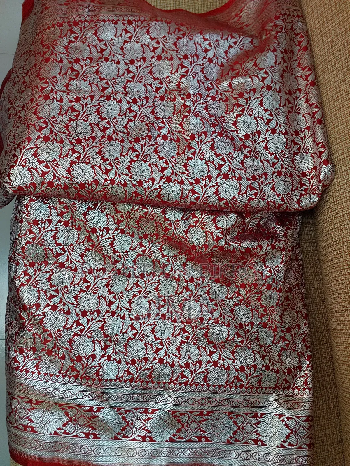 Maroon Katan Saree (with box) – Like New