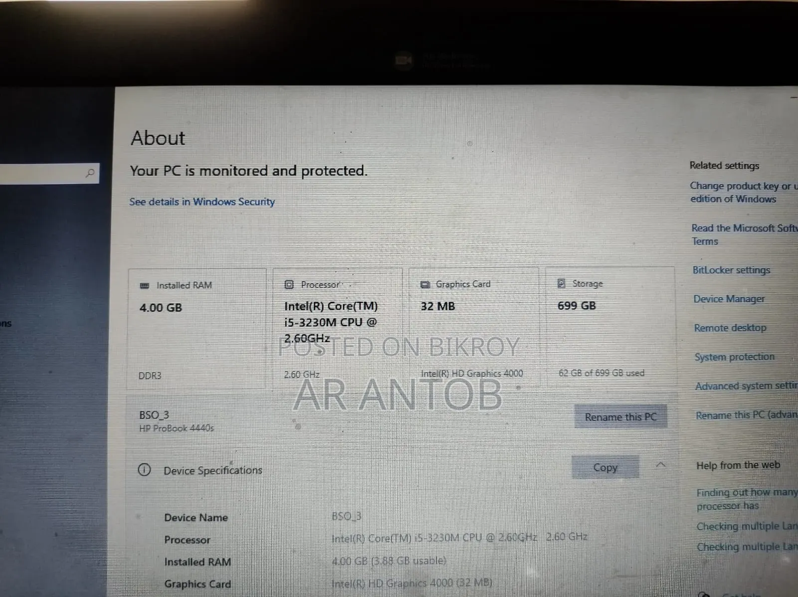 Laptop HP ProBook 4440S 4GB Intel Core I5 SSD 700GB