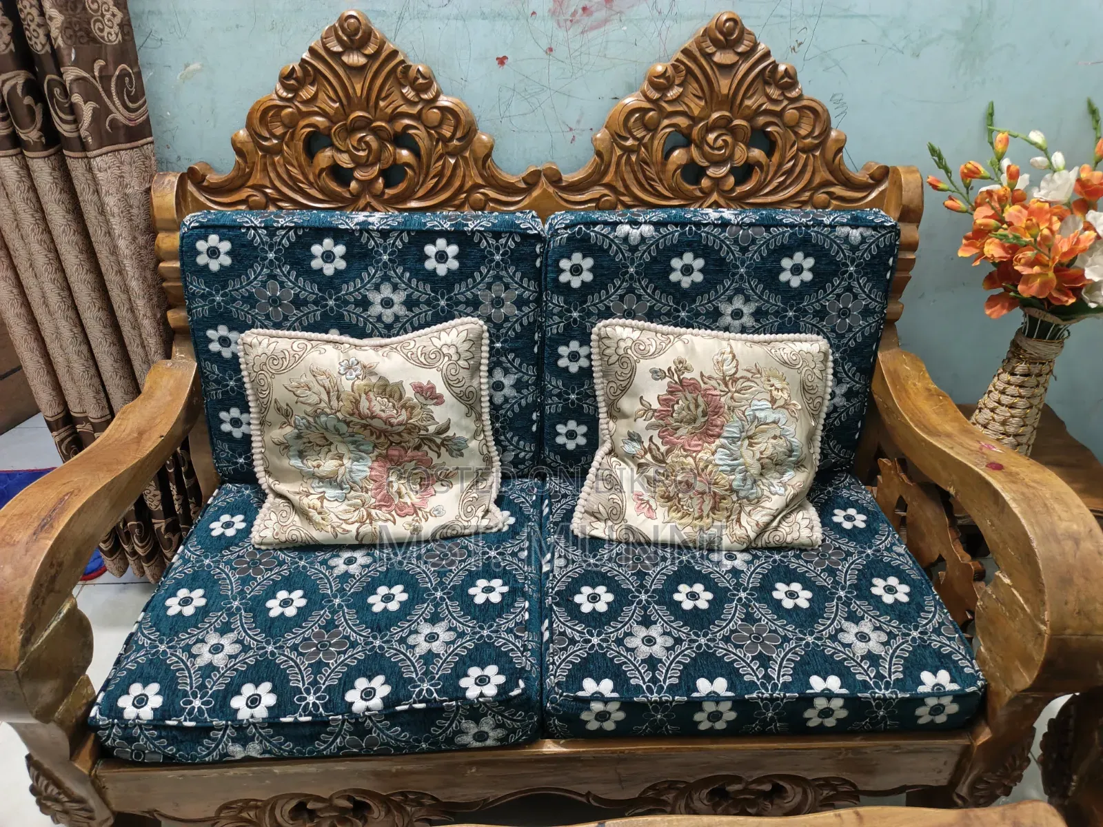 Sofa, Showcase, and Dining Table with 4 Chairs