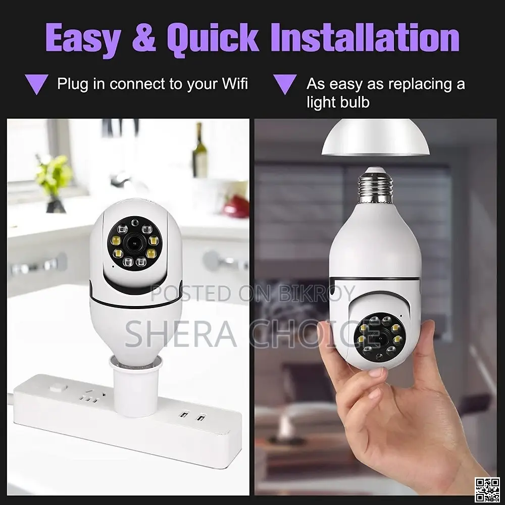 V380 Bulb Wifi Security Camera
