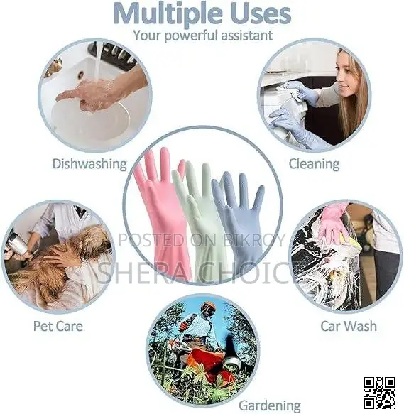 PVC Silicone Dishwashing Kitchen Gloves (2pcs)