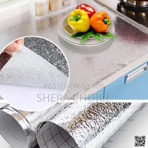 Oil-Proof Kitchen Wall Sticker (Silver Aluminum Foil Wallpaper)