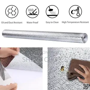 Oil-Proof Kitchen Wall Sticker (Silver Aluminum Foil Wallpaper)