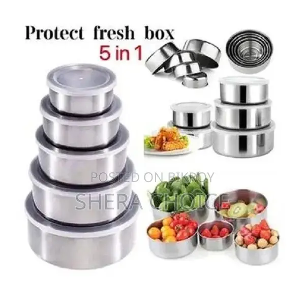 Stainless Steel Food Box Set (5 PCS With Lid)