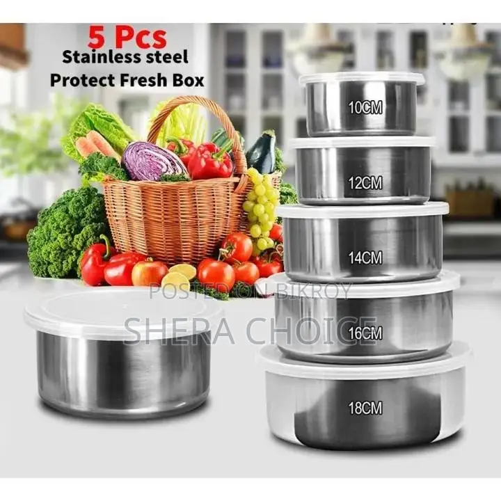 Stainless Steel Food Box Set (5 PCS With Lid)