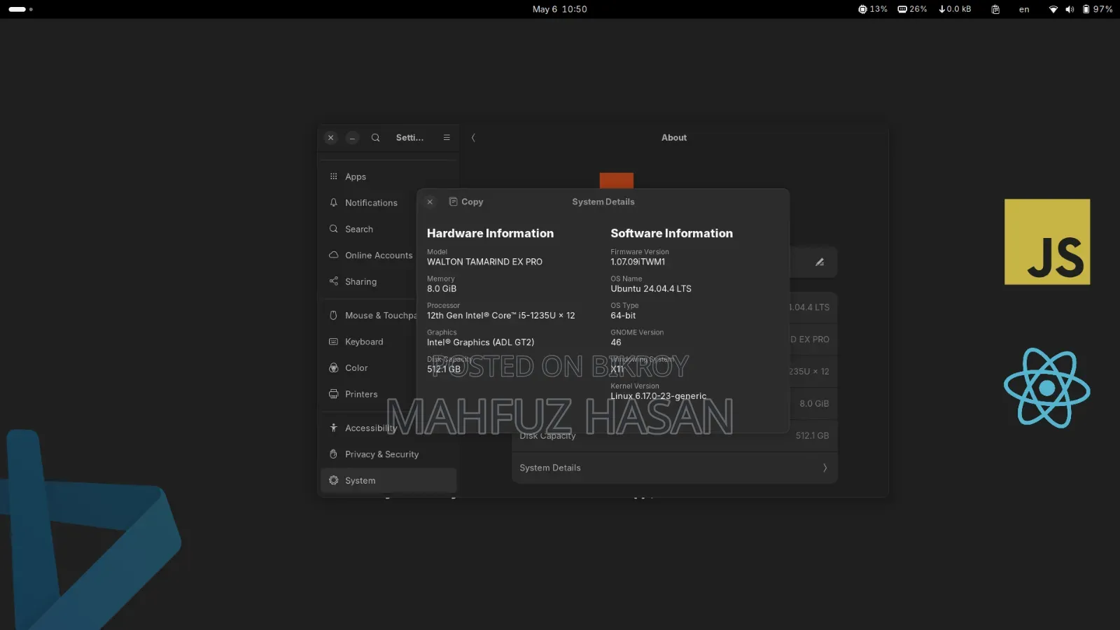 ল্যাপটপ 8GB Intel Core I5 SSD 512GB