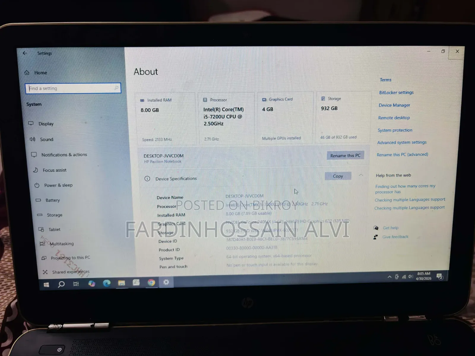 Laptop HP Pavilion 15 8GB Intel Core i5 HDD 1T