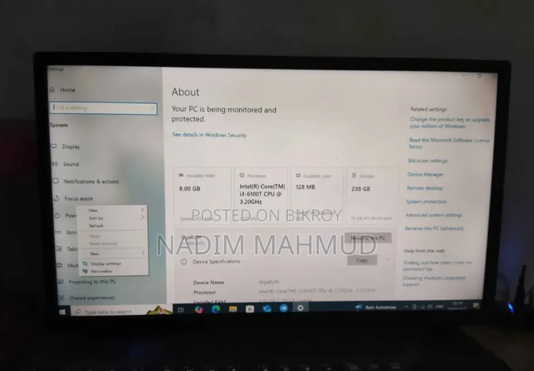 Gigabyte GA-H110MSTX-HD3-ZK 8GB Intel Core I3 HDD+SSD 128GB