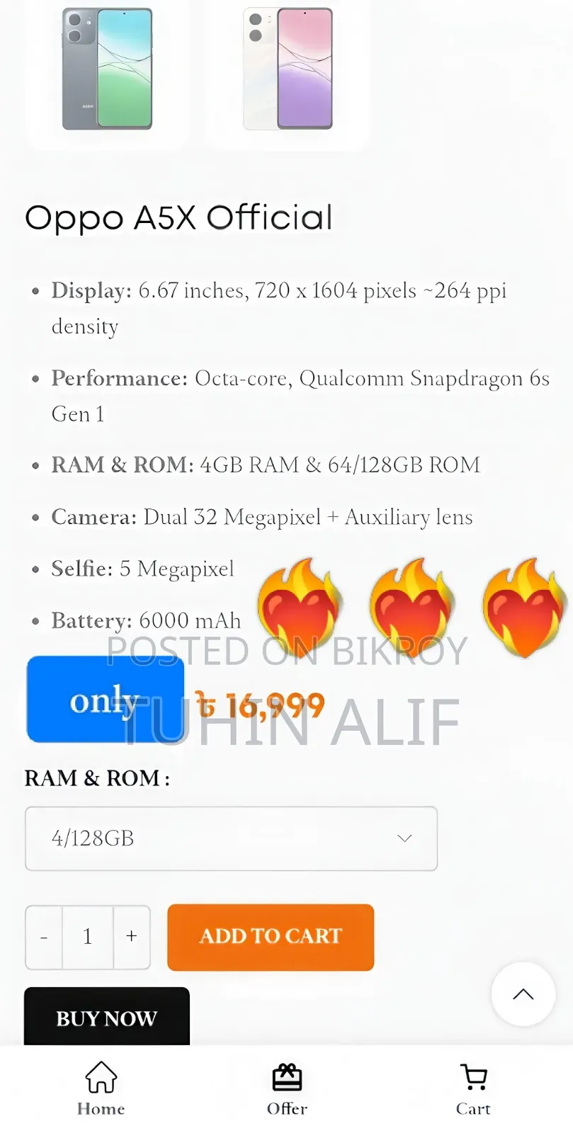 Oppo A5X 128 GB Pink