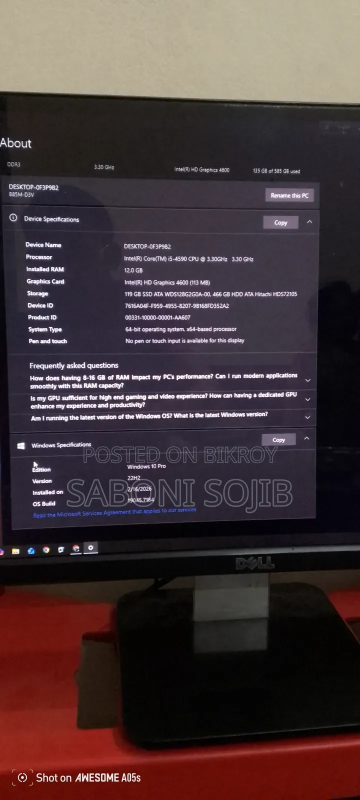 Server Dell FX Chassis 12GB Intel Core I5 HDD+SSD 500GB