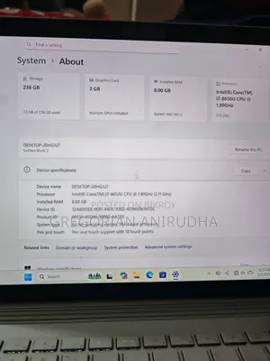 Laptop Microsoft Surface Book 2 8GB Intel Core I7 SSD 256GB