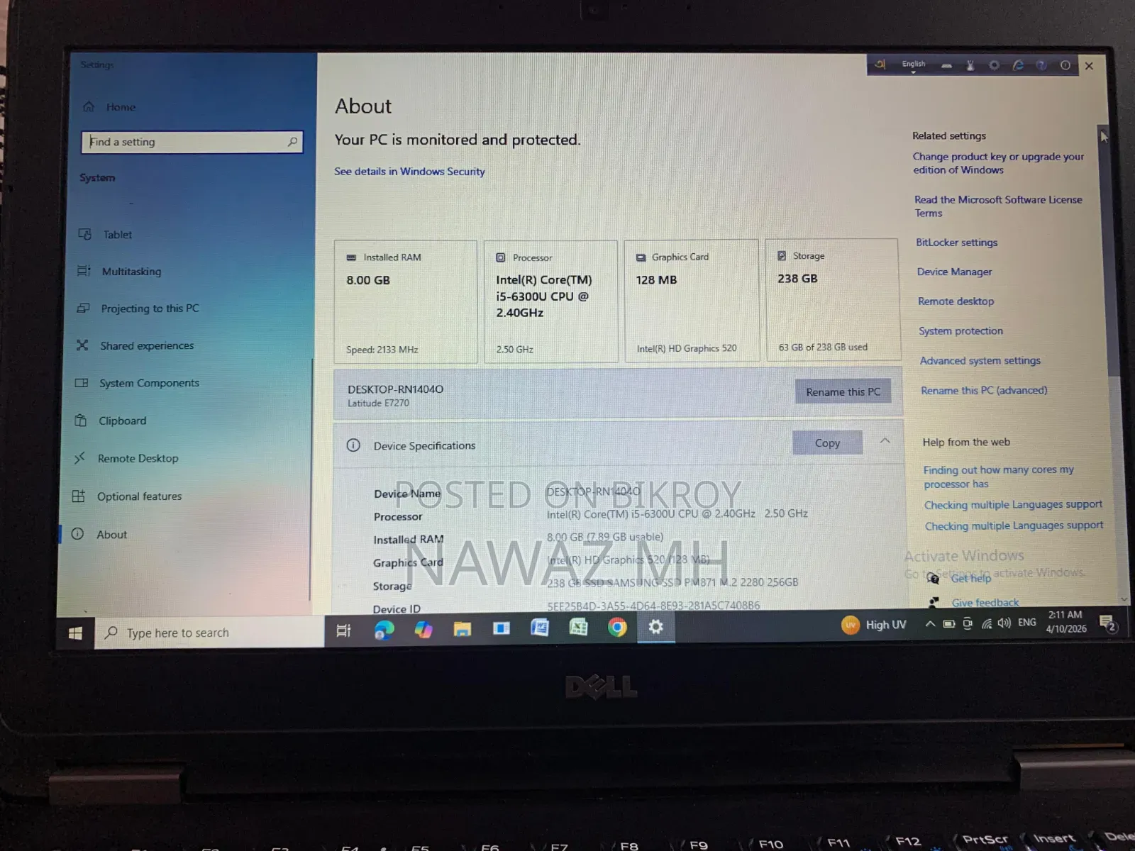Laptop Dell Inspiron 14 8GB Intel Core I5 HDD 250GB
