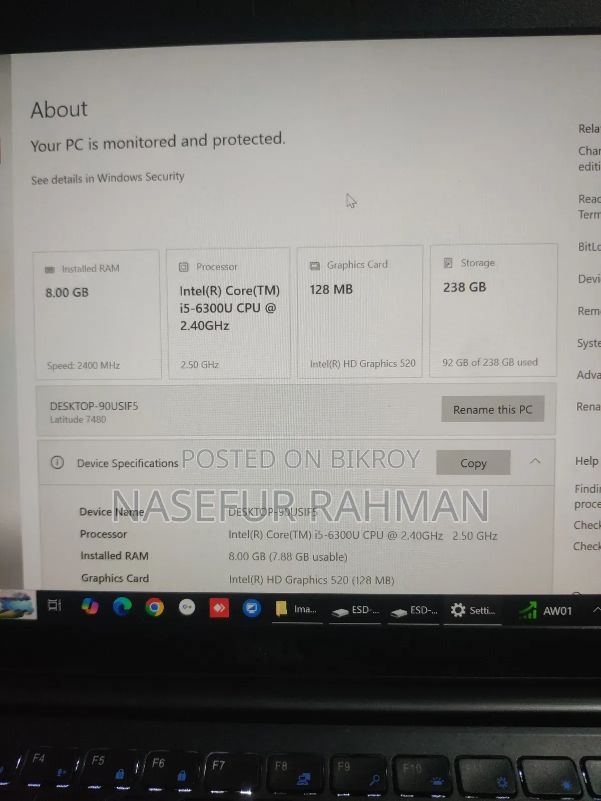 Laptop Dell Latitude 7480 8GB Intel Core I5 SSD 256GB
