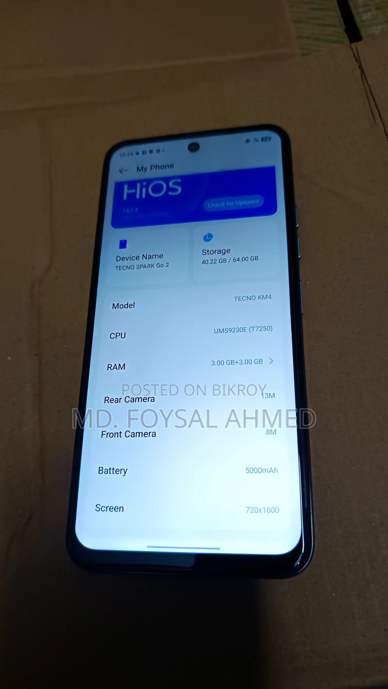 টেকনো স্পার্ক গো ৬৪ জিবি সিলভার