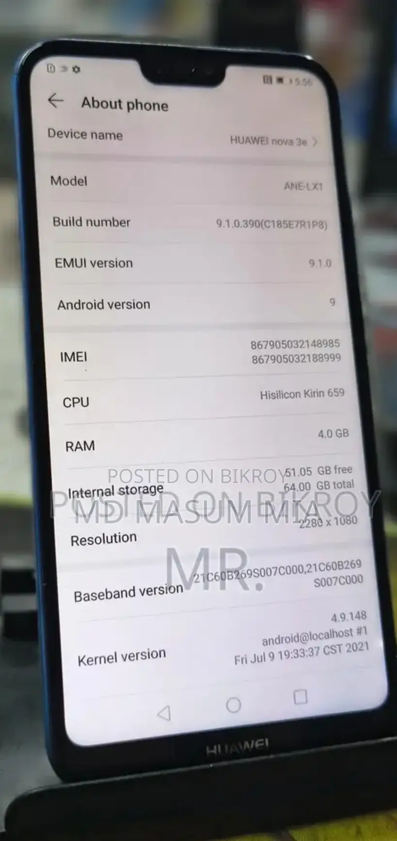 Huawei Nova 3e 64 GB Blue