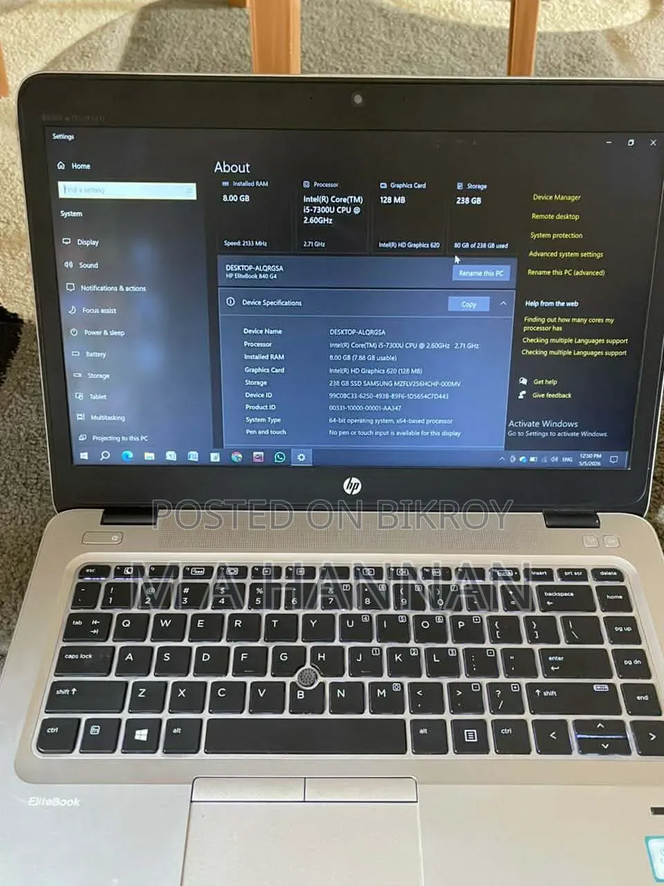 Laptop HP EliteBook 840 G4 8GB Intel Core i5 SSD 256GB