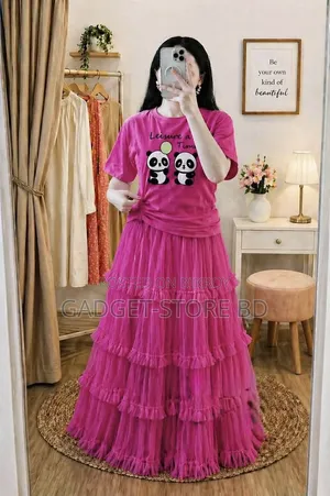 Premium T-Shirt and Soft Net Skirt Set for Women