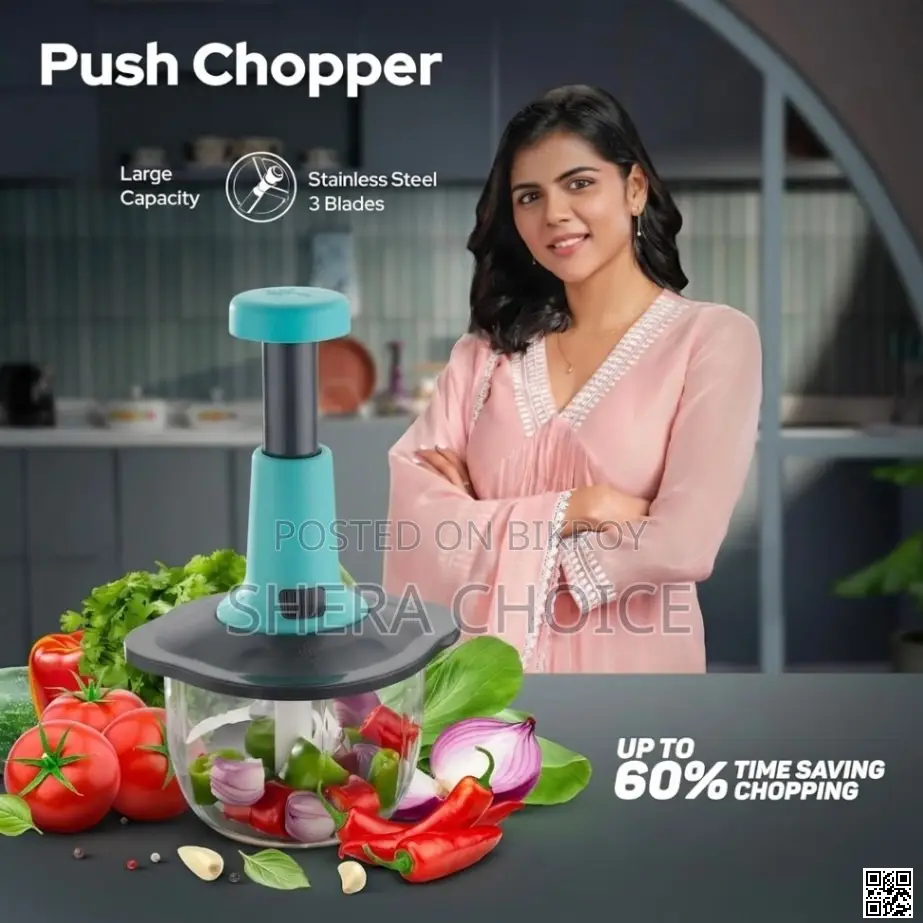 Manual Push Type Food Chopper – 1.5l Large Capacity Kitchen Helper