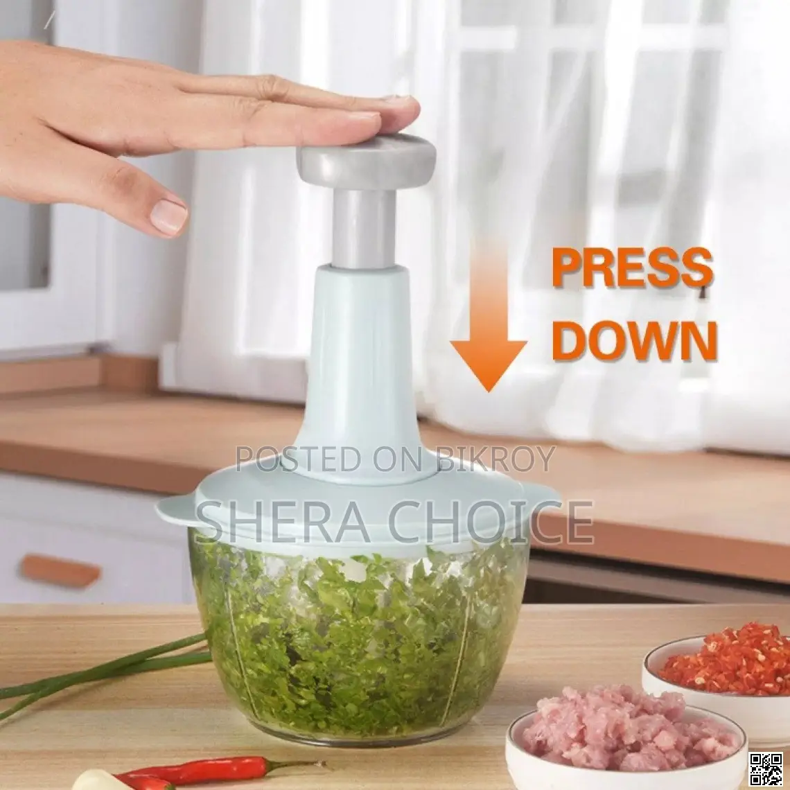 Manual Push Type Food Chopper – 1.5l Large Capacity Kitchen Helper