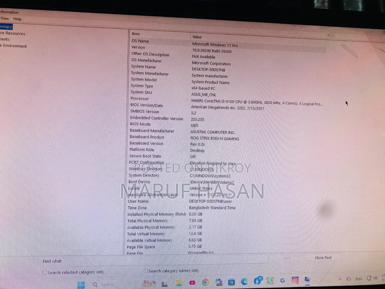 Desktop Computer Asus 8GB Intel Core i3 HDD+SSD 256GB