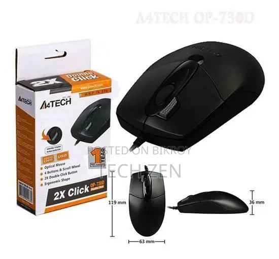 A4tech Op-730d 2x Click Optical Wired Mouse