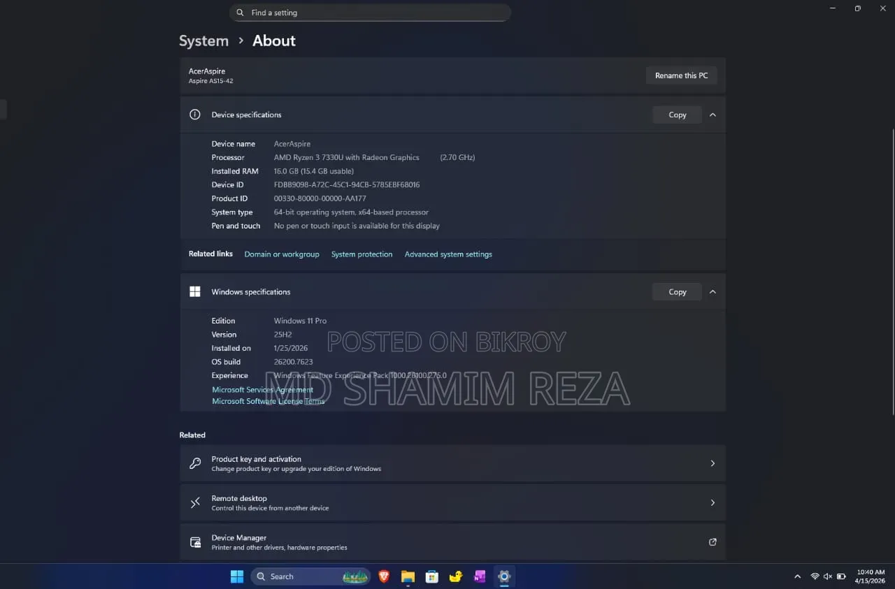 ল্যাপটপ Acer 16GB AMD Ryzen 3 SSD 512GB