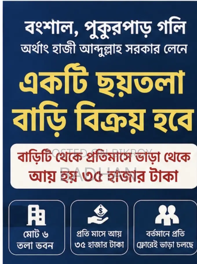 বংশাল, বেগম ভিলায় ১ বেডরুমের অ্যাপার্টমেন্ট বিক্রয় হবে