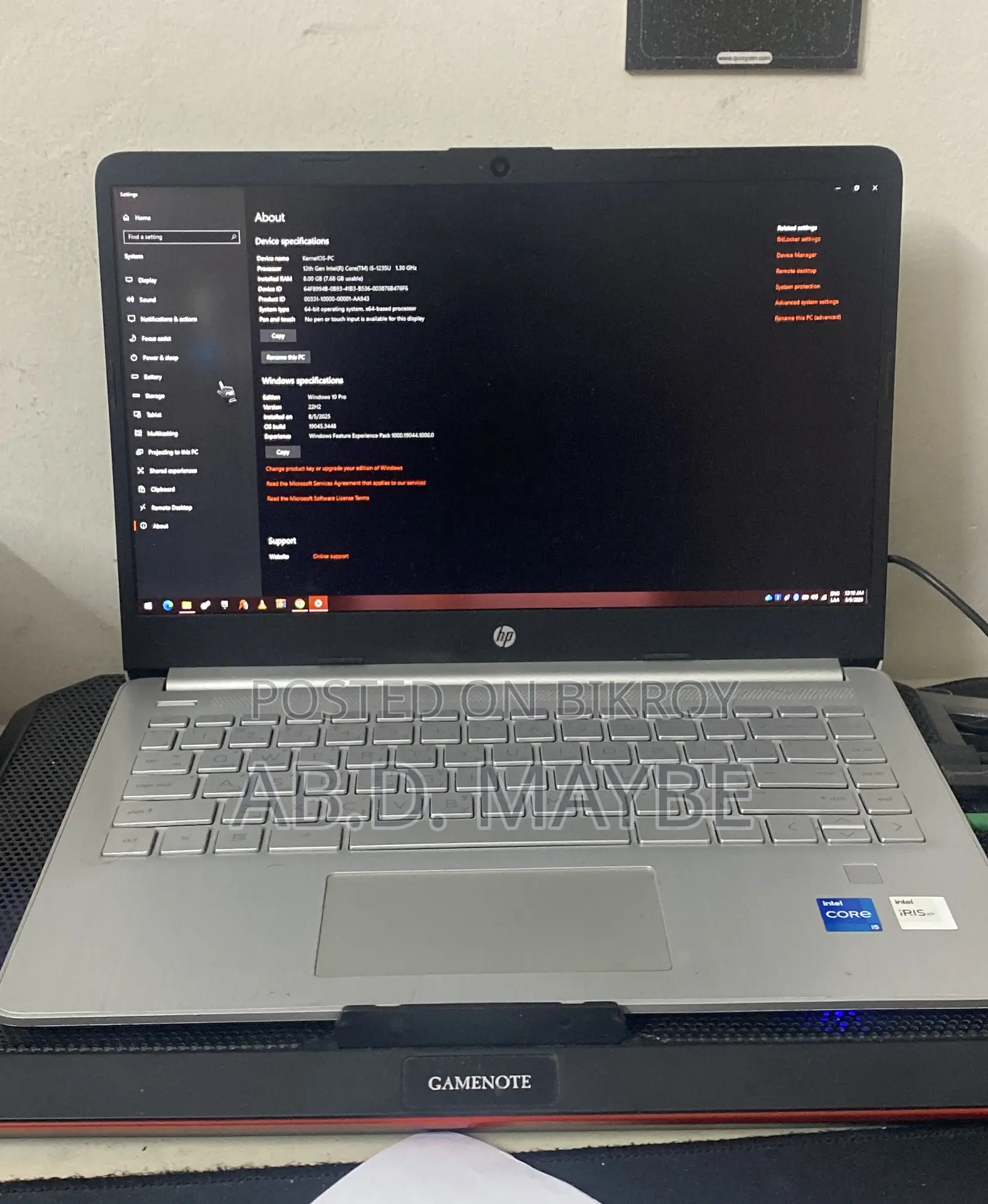 ল্যাপটপ HP 14S 8GB Intel Core I5 SSD 512GB