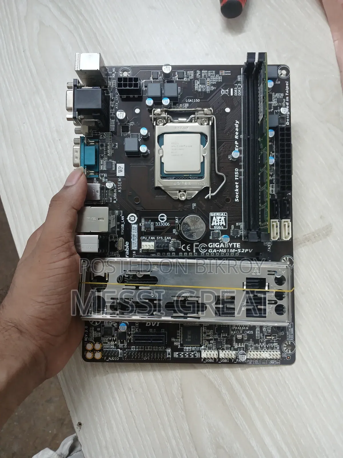 Gigabyte H81M Motherboard, i3 4th Gen Processor, and RAM Combo