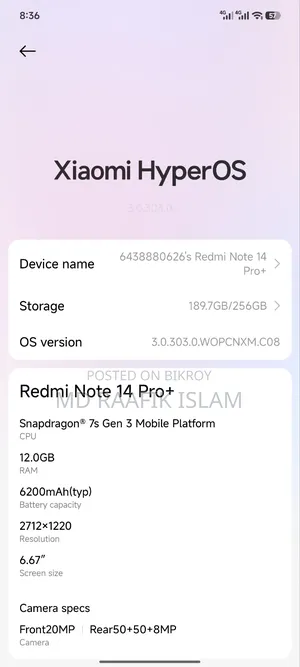Xiaomi Redmi Note 14 Pro+ 256 GB