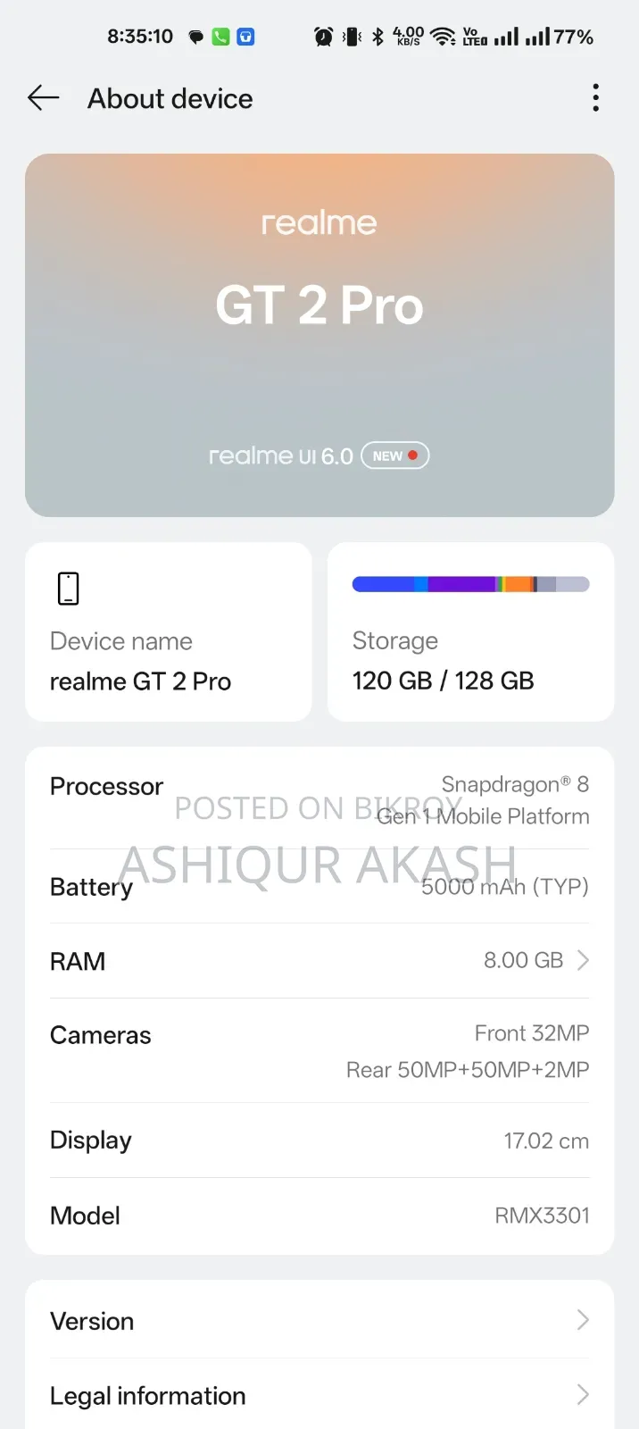 Realme GT2 Pro 128 GB Silver