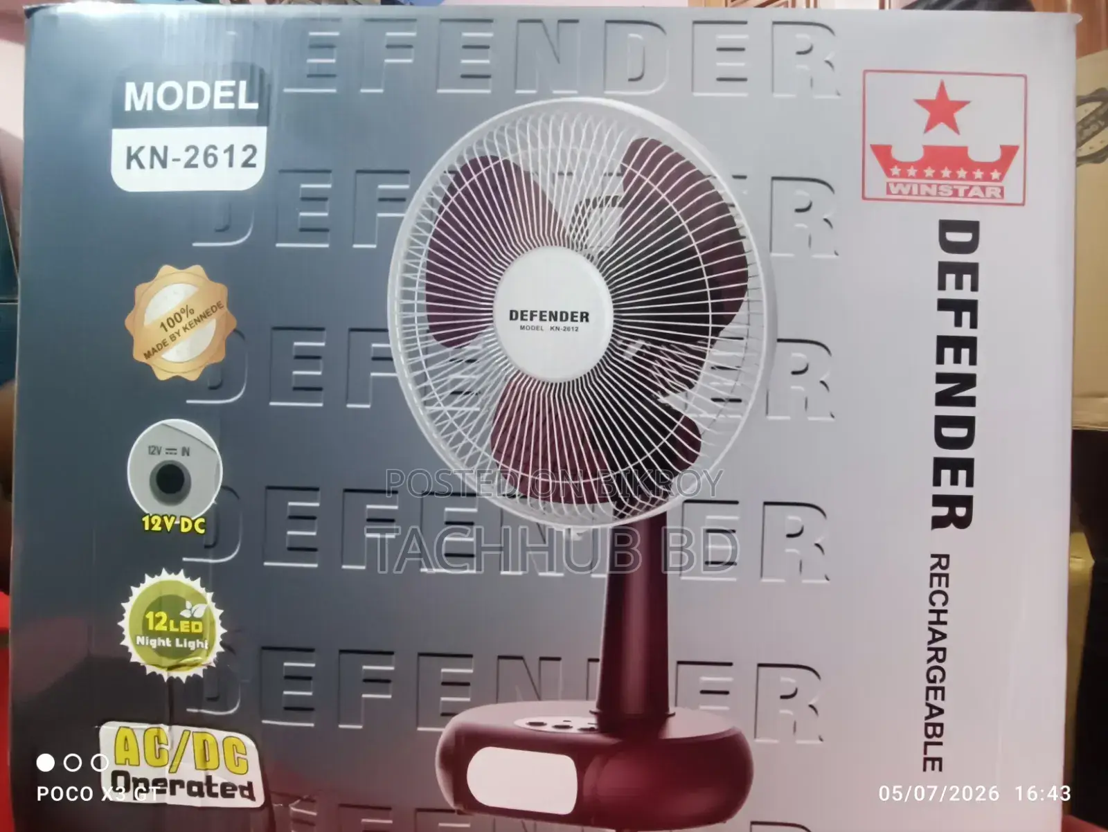 Defender Winstar Original Fan. Size: 12,16 Inch (Dalivary Charge Free)