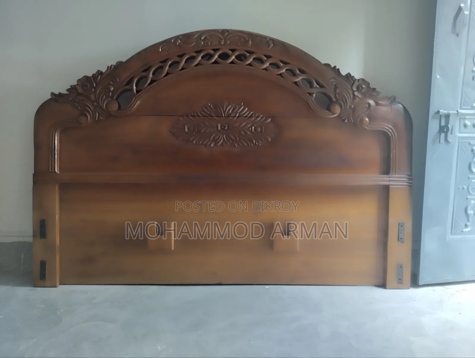 Teak Wood Bed and Cloth Rack Combo