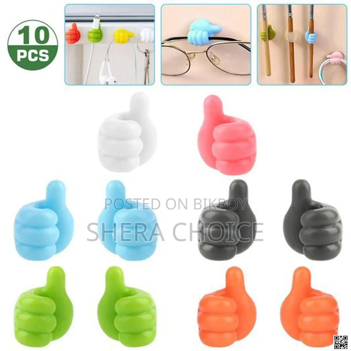 10pcs Silicone Thumb Self-adhesive Wall Hooks