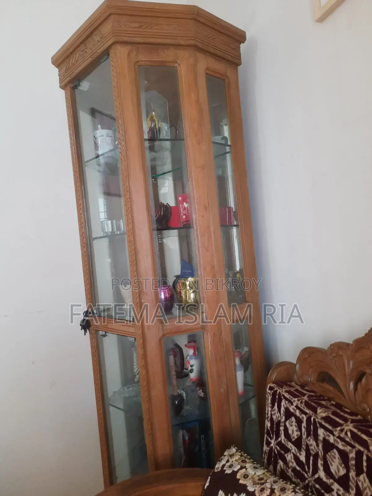 Selling Teak Wood Corner Shelf with Looking Glass
