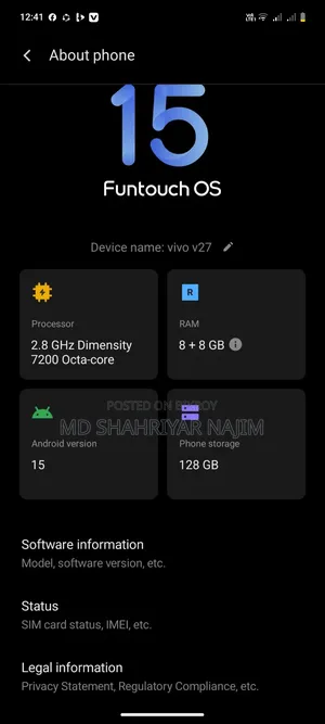 Vivo V27 128 GB Black