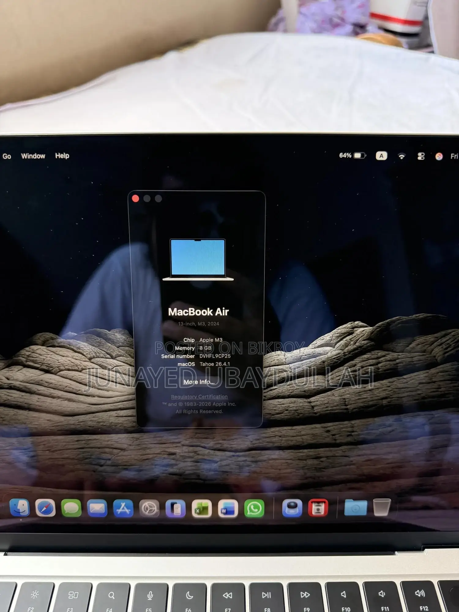 New Laptop Apple MacBook Air 2024 M3 13-Inch 8GB Apple M3 SSD 256GB