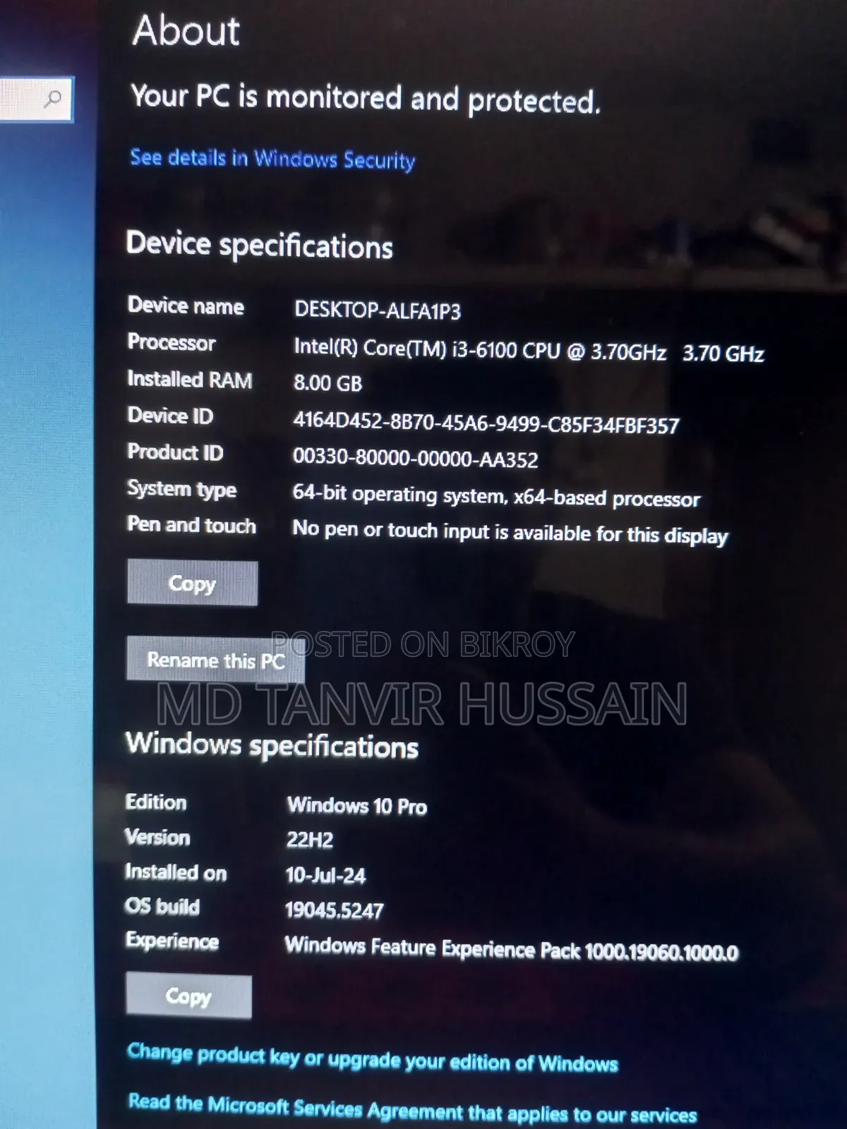 Desktop Computer 8GB Intel Core i3 HDD+SSD 250GB